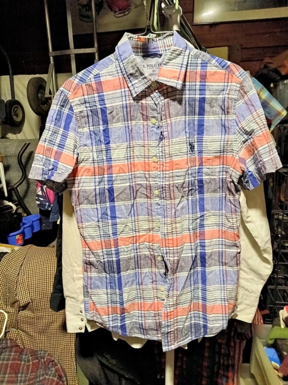 U.S. Polo Assn. Men's Plaid Button Down Shirt in Blue & Orange